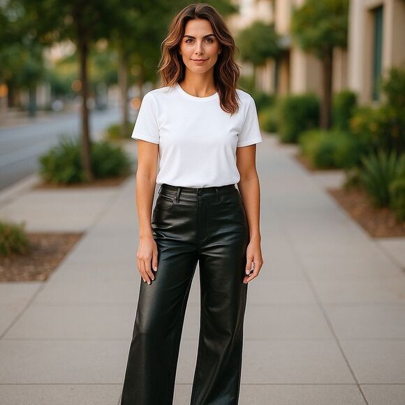 Vibrant NWT Black Faux Leather Pants - Picture 1 of 7